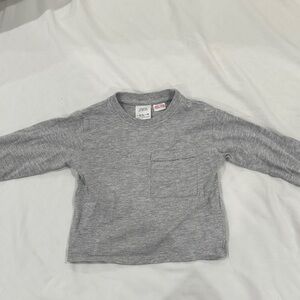 Zara Kids Heather Gray Long Sleeve Pocket Tee